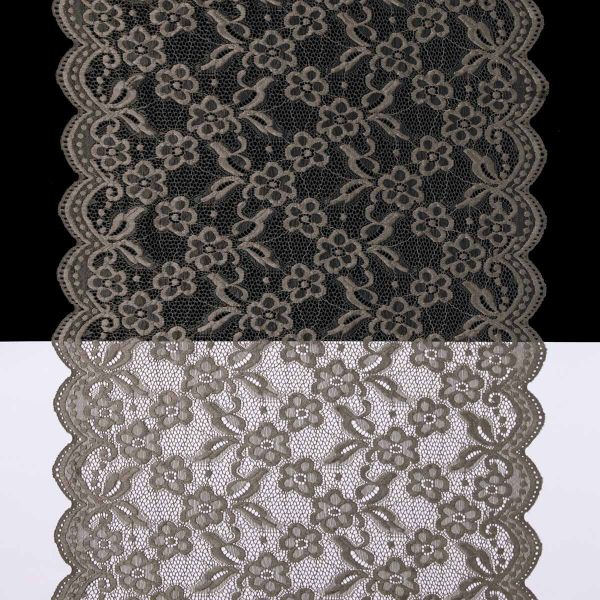Кружево бельевое эластичное 400 мм / 13.72 м, цв. C072 шиншилла