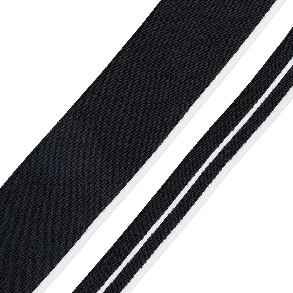 Воротник трикотажный с манжетами (комплект): воротник 7х40 см, 2 подвяза на рукава 3х40 см, 100% полиэстер, черный с белым, CL-054