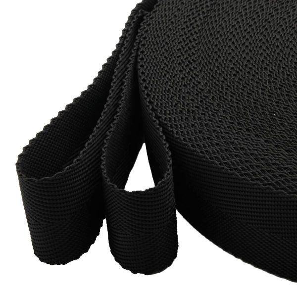 Стропа (ременная лента) 40 мм / 25 метров, толщ. 1.0 мм, [26.9 г/пог.м], 100% п/п, 20 черный