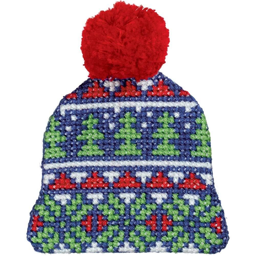 Набор для вышивания нитками Klart, Шапочка с елками, 6х6,5 см