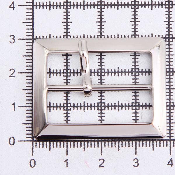 Пряжка ременная металл 30 мм, прямоугольная, 2 шт, серебро (никель), MB-155
