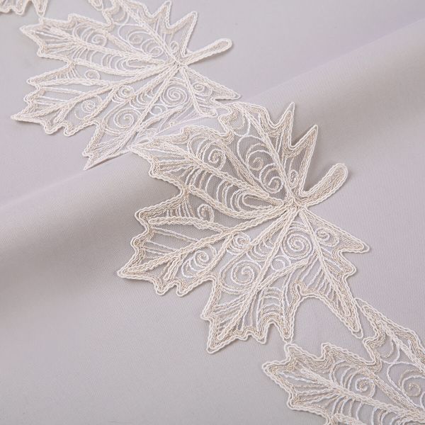 Кружево на сетке широкое 160 мм / 11 м, кремовый, Gamma GFLM-24209