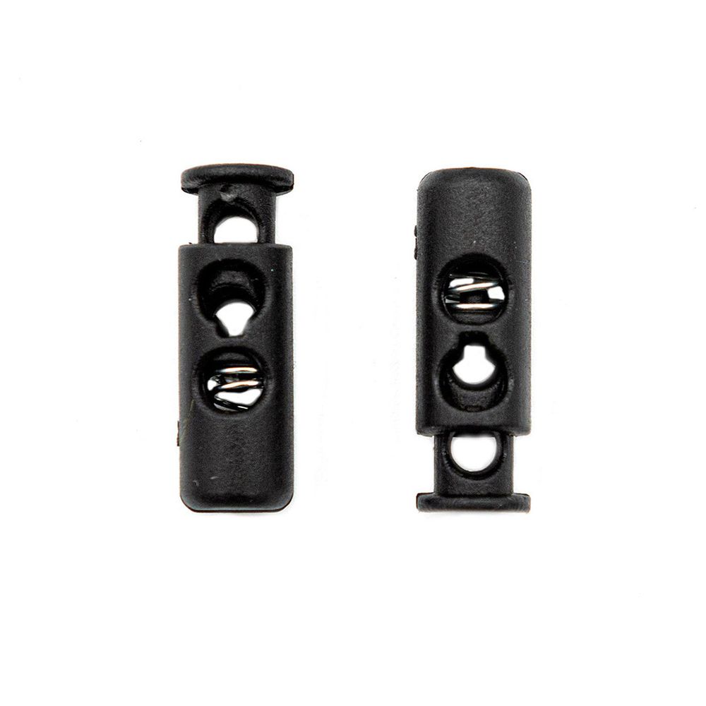 Фиксатор (зажим) для шнура пластик 2 отв., ⌀4.4 мм, 24х8 мм, цилиндр, черный, 200 шт