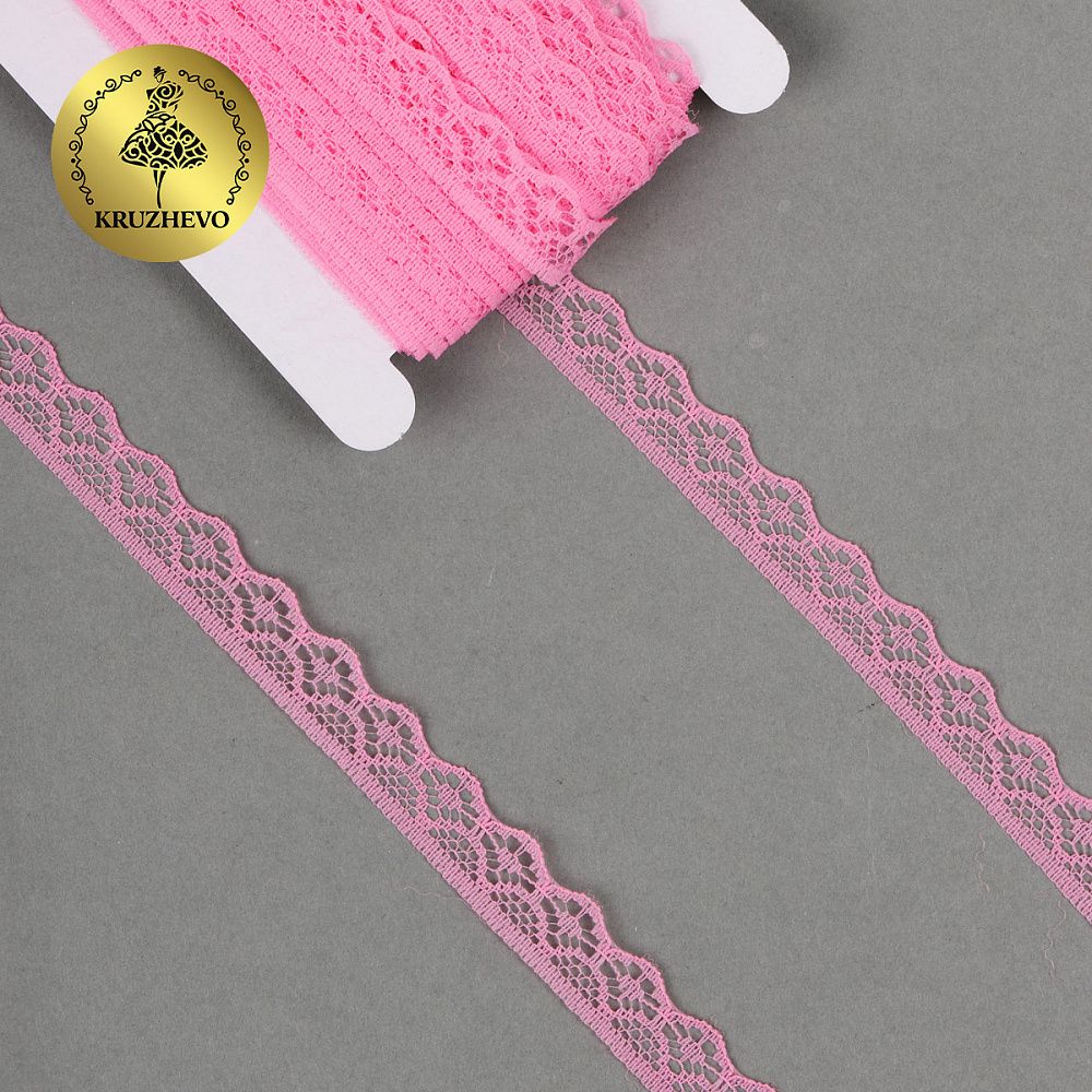 Кружево отделочное в стиле "трикотаж" 12 мм TBY 150-2, цв.227 коралловый уп.27.4м