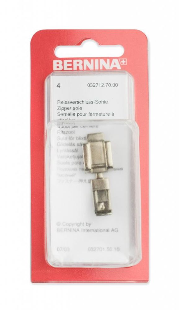 Подошва к лапке №4 для вшивания молнии, 032 712 71 00, Bernina, 1 шт