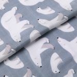 Ткань муслиновая 105 г/м², в нарезке 100х125 см, 20-белые медведи, Peppy
