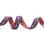 Лента (тесьма) жаккардовая 18.0 мм / 25±1 метров, с метанитом, рис. 9366, С1856Г17 синий/красный