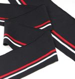 Подвяз (довяз) трикотажный 14.0х100 см, черный с белой и красной полосами, 100% п/э, 5 штук