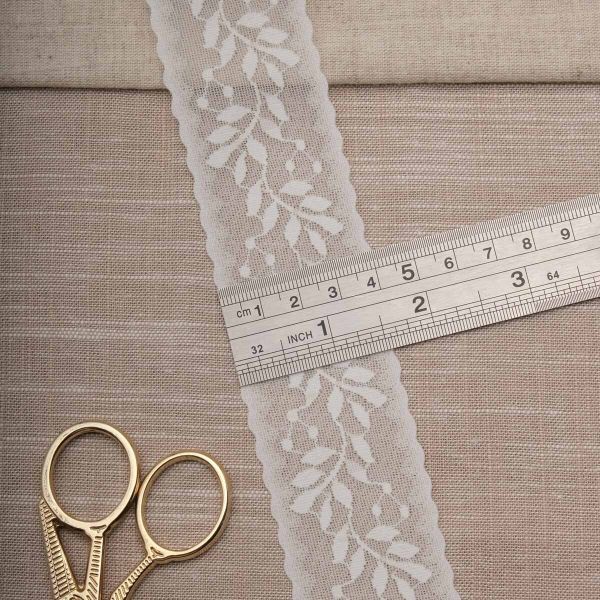 Кружево эластичное (стрейч) 40 мм / 22.86 метра, белый, 3AR2754