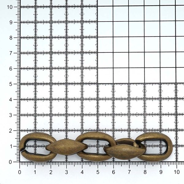 Цепь пластик 10 см, размер звена 27х14 мм, латунь