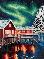 Алмазная (кристальная) мозаика Фрея, на подрамнике Полярное сияние, 30х40 см