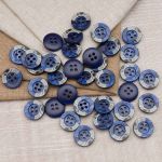 Пуговицы 4 прокола 24L=15 мм, пластик, col.E синий, 36 шт, CN2818