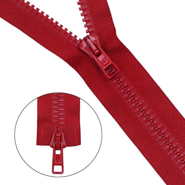 Молния трактор Arta Т6 (6 мм) 2 зам., разъем., 80 см, цв. 008 красный, уп.5 шт