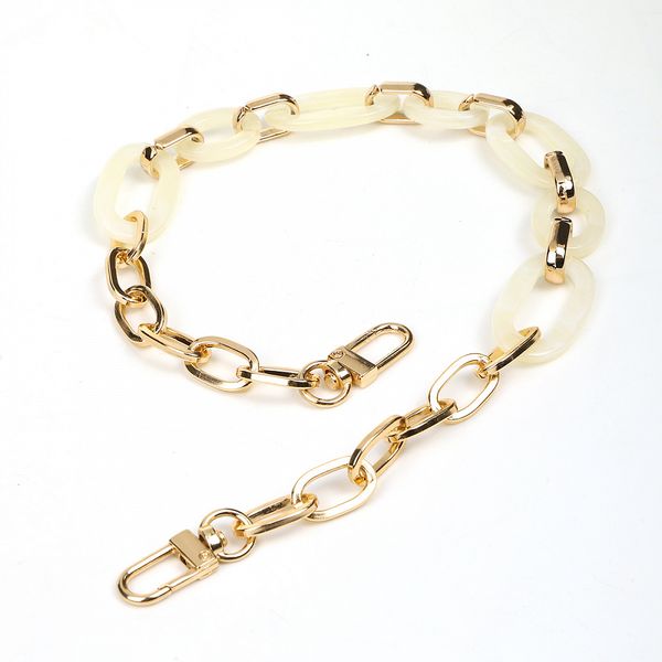 Цепочка для сумки с карабинами метал/пластик l=430 мм, шир.20 мм, TBY.109700, цв.золото/бежевый уп.1шт