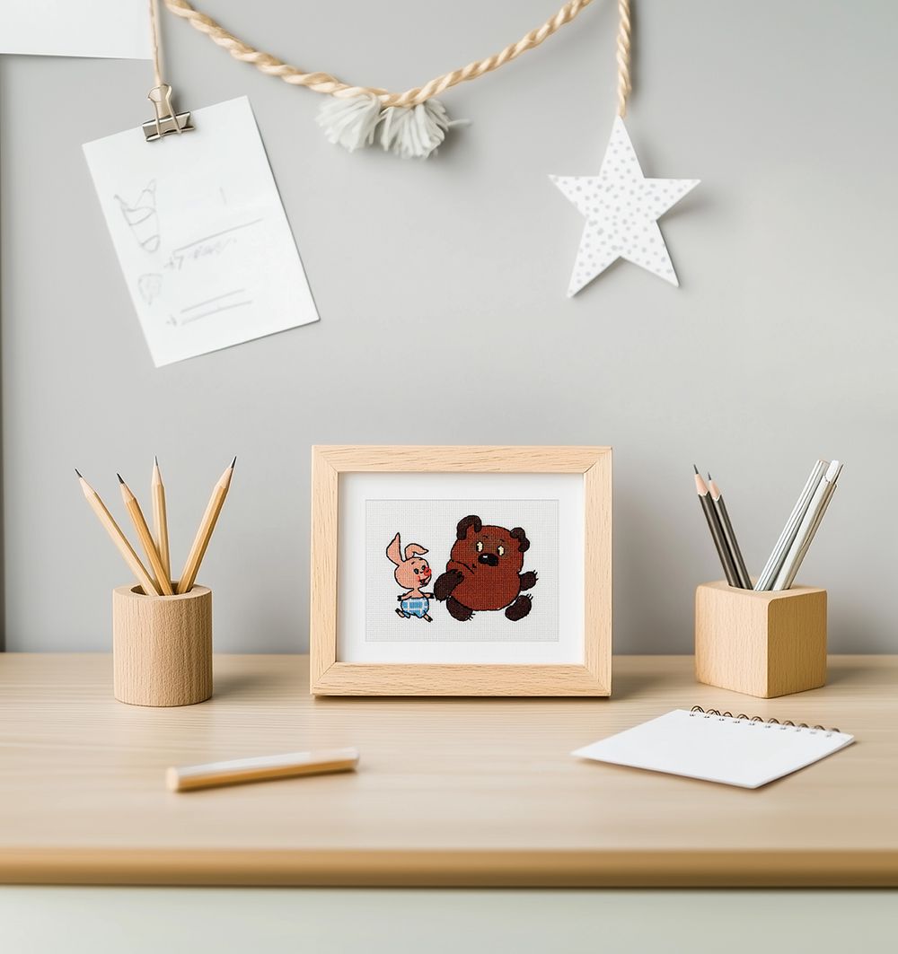 Набор для вышивания нитками Klart, Союзмультфильм. Винни Пух и Пятачок, 14.5х11.5 см