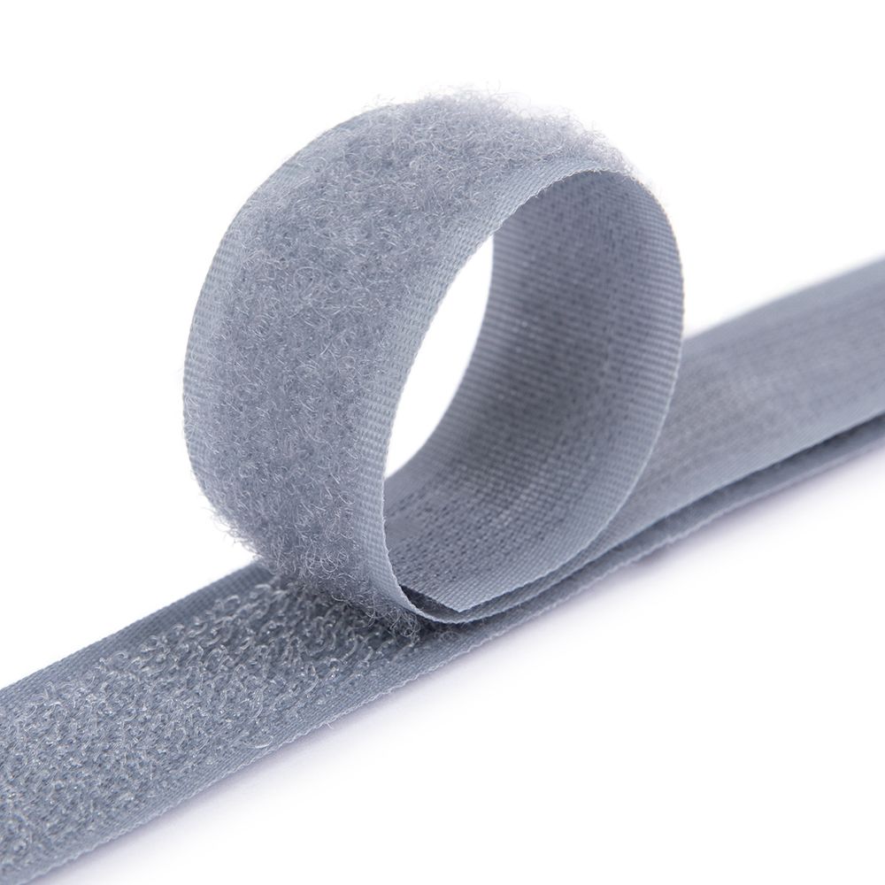 Лента контактная липучка фасовка (велкро) пришивная 20 мм / 5 шт по 25 см, 099 серый, Gamma LG-20, ПАРА (крючок+петля), качество "B"