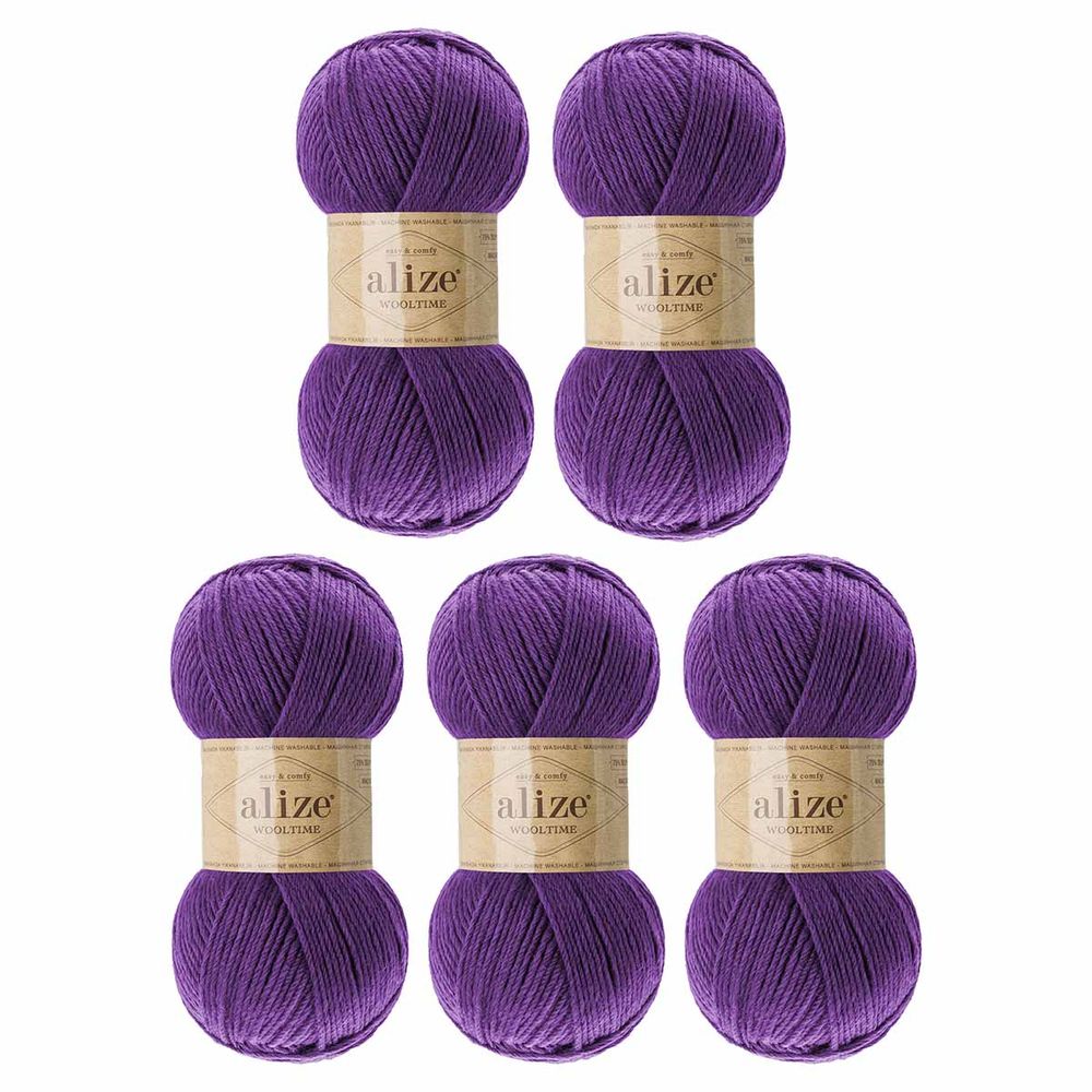 Пряжа Alize (Ализе) Wooltime / уп.5 мот. по 100 г, 200 м, 44 фиолетовый