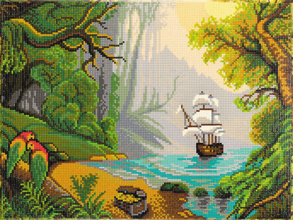 Алмазная (кристальная) мозаика Фрея, на подрамнике Остров сокровищ, 40х30 см