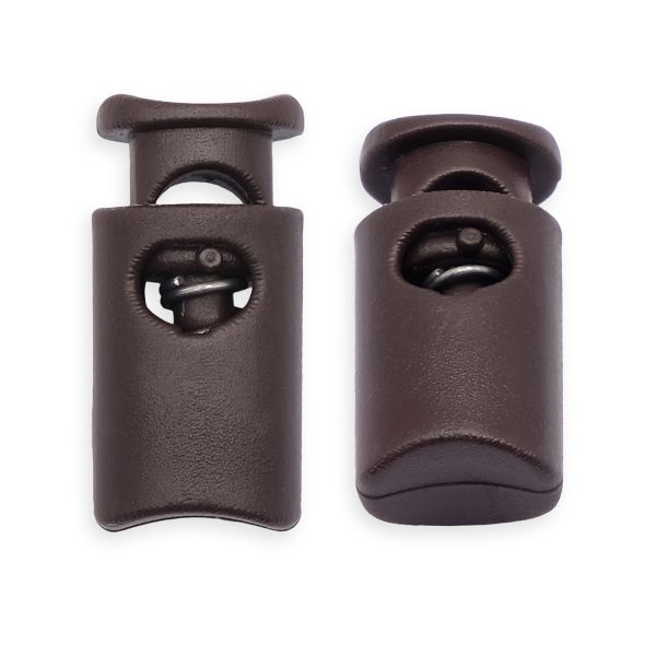 Фиксатор (зажим) для шнура пластик 1 отв., ⌀4.5 мм, 19х9 мм, цилиндр, ПП, коричневый, 100 шт