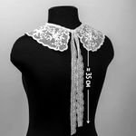 Накладной кружевной воротник 30х35 см, матовая нить Kruzhevo TBY.13/190, цв.белый уп.1шт