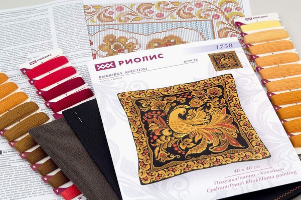Набор для вышивания нитками Риолис, Подушка/панно Хохлома 40х40 см