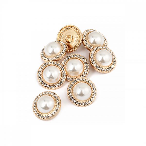 Пуговицы металлические на ножке 32L-20 мм, С-MP15 цв.золото/перламутр, 10 шт