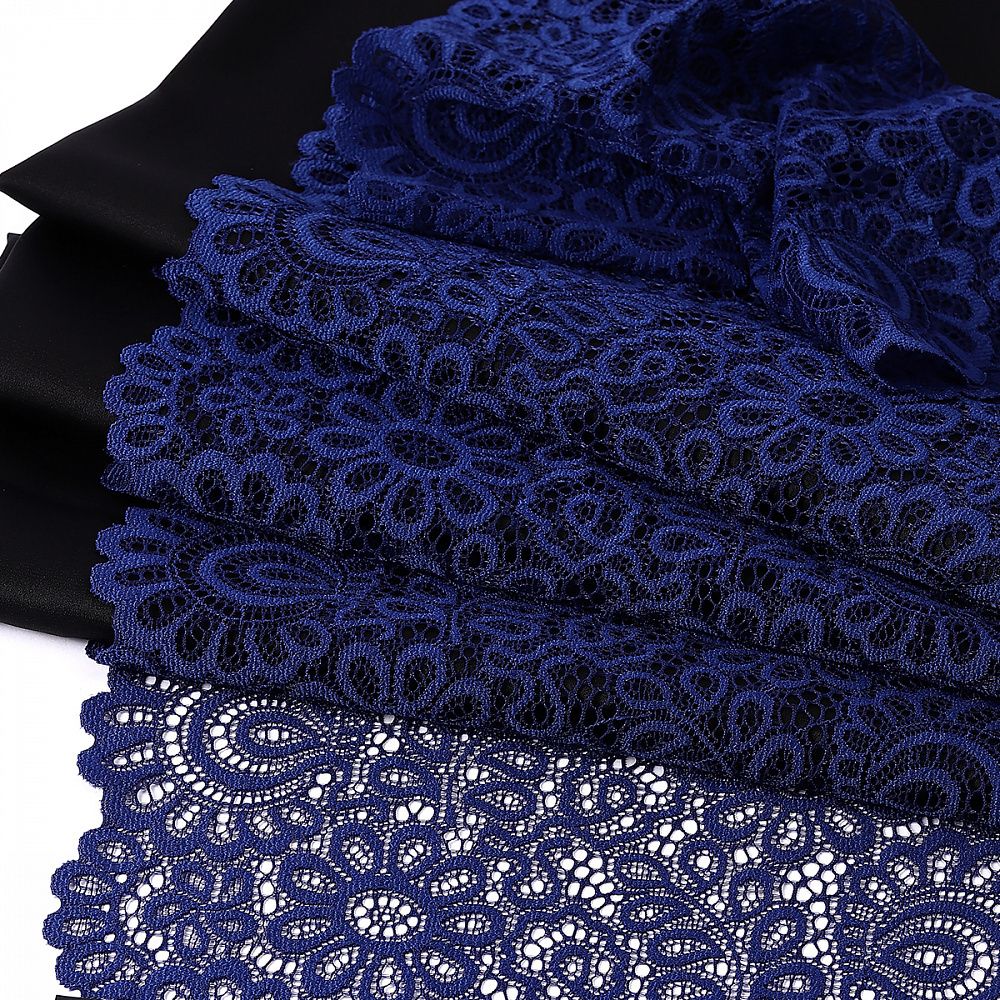 Кружево бельевое эластичное 205 мм / 25 м, TBY.YSTL00839, цв.L1832 синий, Kruzhevo