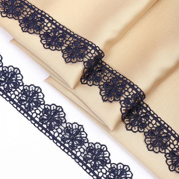 Кружево гипюр (плетёное) 30 мм / 9 метров, арт.TR.2812, цв.4 т.синий