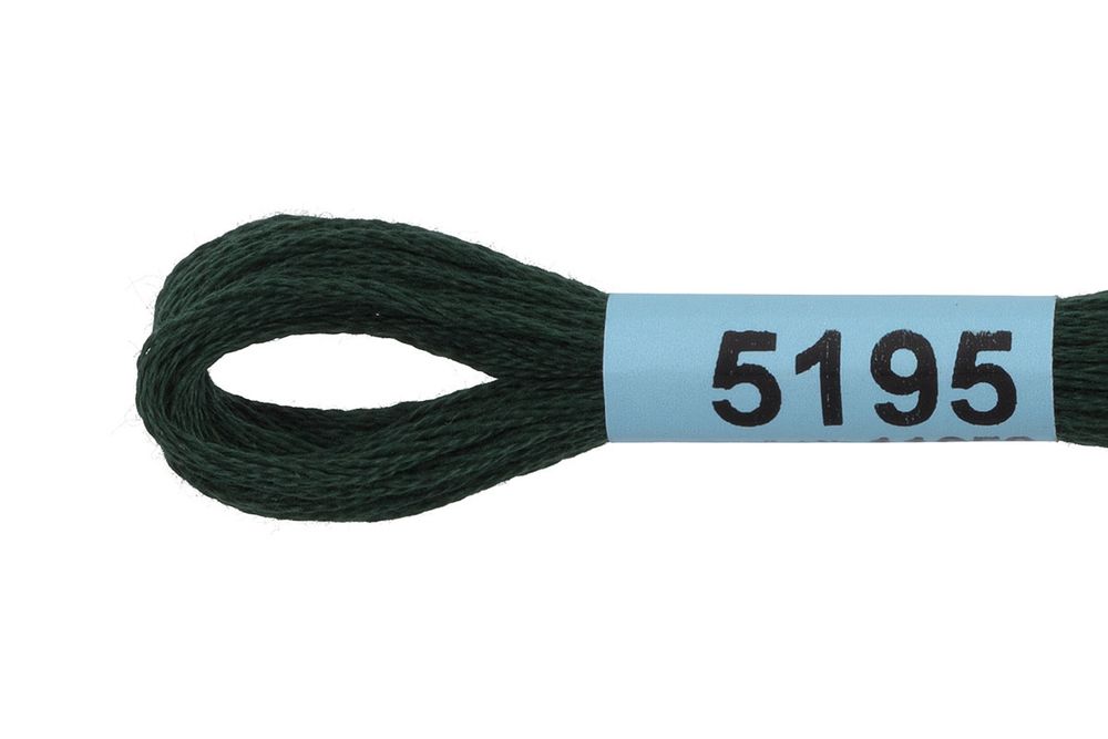 Мулине Gamma 100% хлопок, цв.5195 т.т.зеленый, 24 мотка по 8 метров