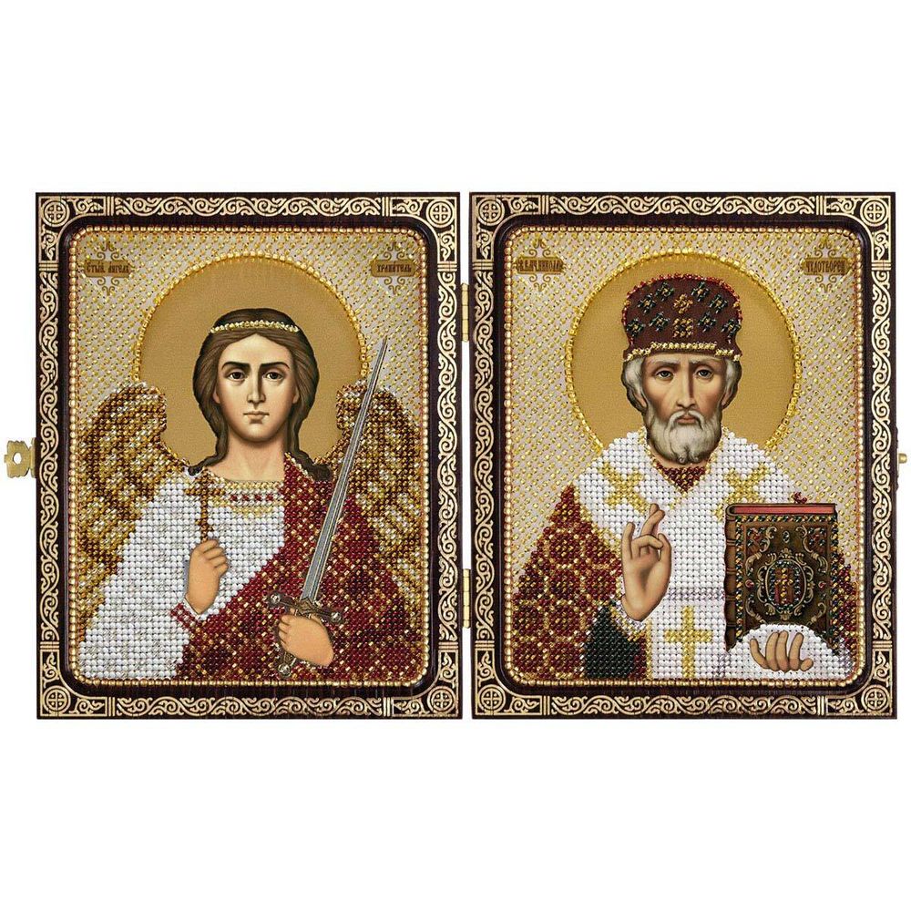 Набор для вышивания бисером Нова Слобода, Николай Чудотворец и Ангел Хранитель 23х14,2см, S090002