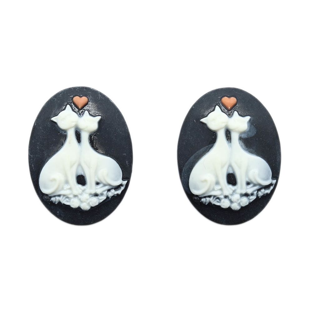 Камеи "Кошки", полимер, бело-серо-розовый, 3х4х0,5 см, упак., 2 шт, Vintage Line