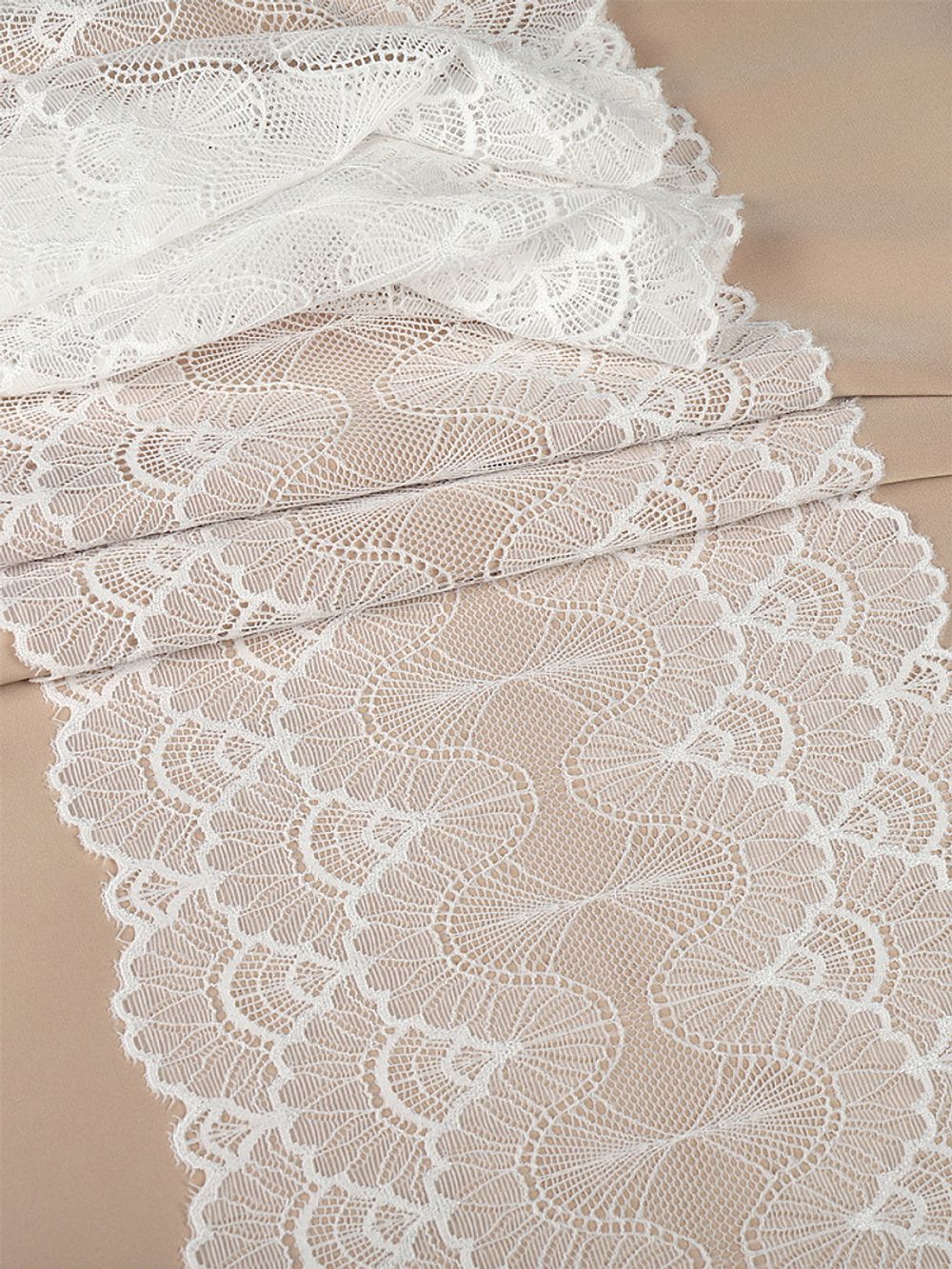 Кружево бельевое эластичное 195 мм / 2.7 м, 8034, цв.004 белый, Kruzhevo