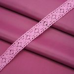 Кружево вязаное (тесьма) хлопковое 20 мм / 10 метров, цвет JD017 розовый, (CL-103)