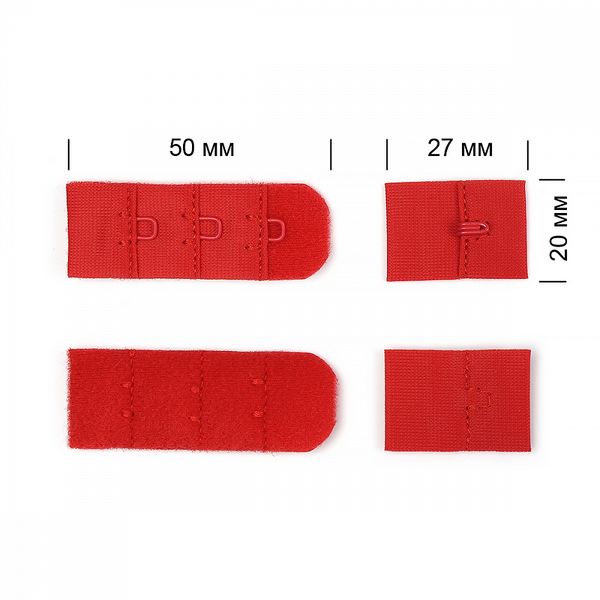 Застежки для бюстгальтера текстильные 3х1, 19 мм, 100 шт, SD163 красный