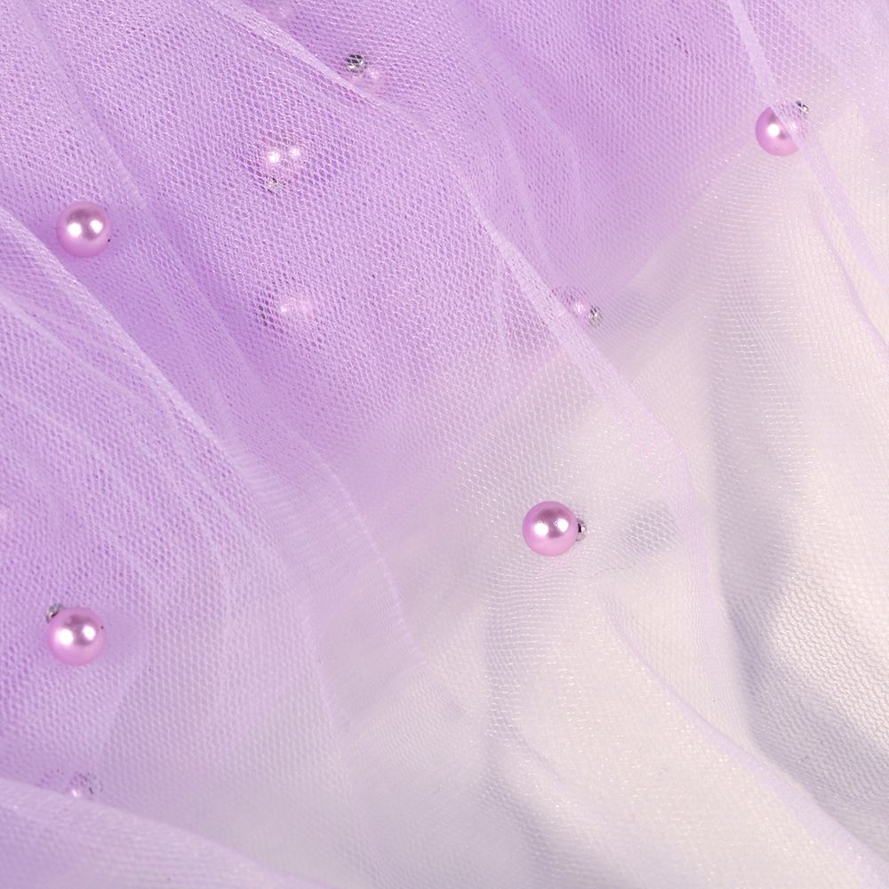 Фатин с бусинами 150 см / 15 метров, С223-28, цв.сиреневый