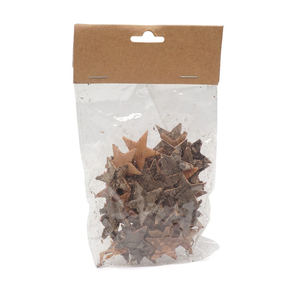 Декоративные элементы из коры дерева "Звездочки", 3см, 50 шт/уп, нат/дерево