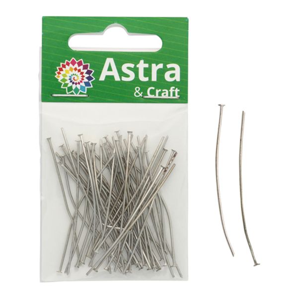 Штифт с плоской головкой 45 мм, 50 шт/уп, никель