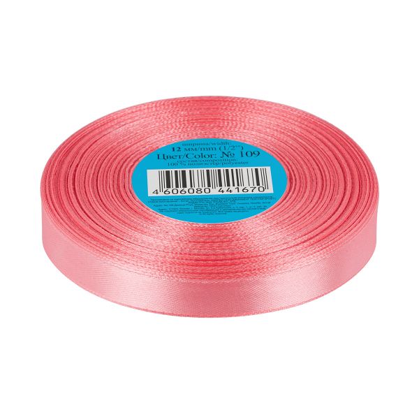 Лента атласная 1-сторонняя 12.0 мм / 33±2 метра, 109 грязно-розовый, Gamma