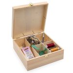 Заготовка для декорирования Шкатулка деревянная с шестью отсеками, сосна/фанера из тополя, 21.5х21.5х8.5см