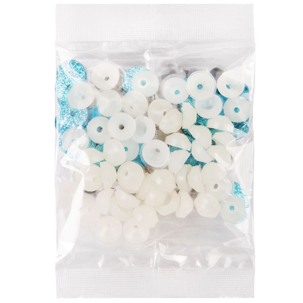 Глаза пластиковые с блестящей вставкой ⌀13 мм, 50 шт, голубой, HobbyBe PGSB-13F