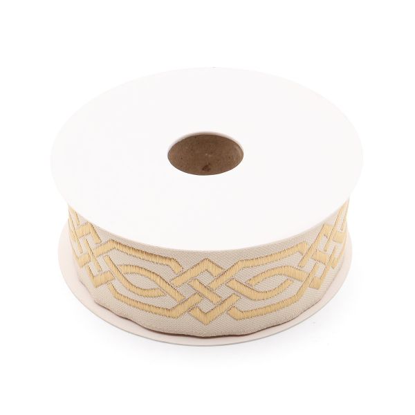 Лента (тесьма) жаккардовая 35.0 мм / 10±0.5 метров, бордюр Кельтский орнамент 35272 V7 золото