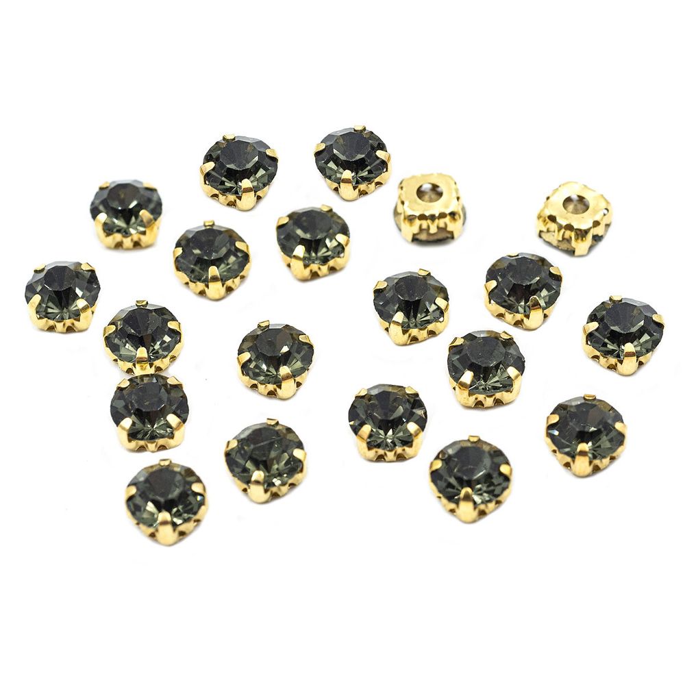 Хрустальные стразы в цапах/золото, 8мм, 20 шт/упак, Astra&Craft (39 дымчато-серый), 4AR167/168