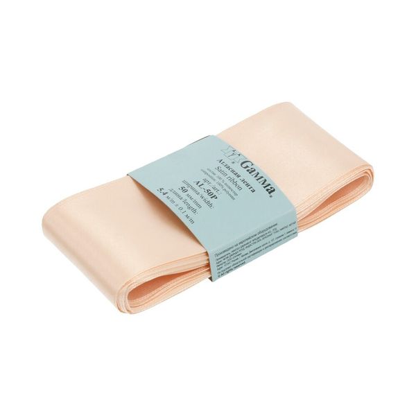 Лента атласная 1-сторонняя 50.0 мм / 5 шт по 5.4 метра, №004 бл.розовый, Gamma AL-50P