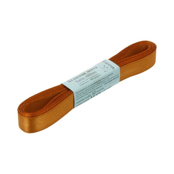 Лента атласная 1-сторонняя 12.0 мм / 10 шт по 5.4 метра, №051 св-коричневый, Gamma AL-12P