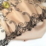 Кружево на сетке (вышитое) арт.T104 220мм цв.черный+телесный, правая уп.6,5м, Kruzhevo