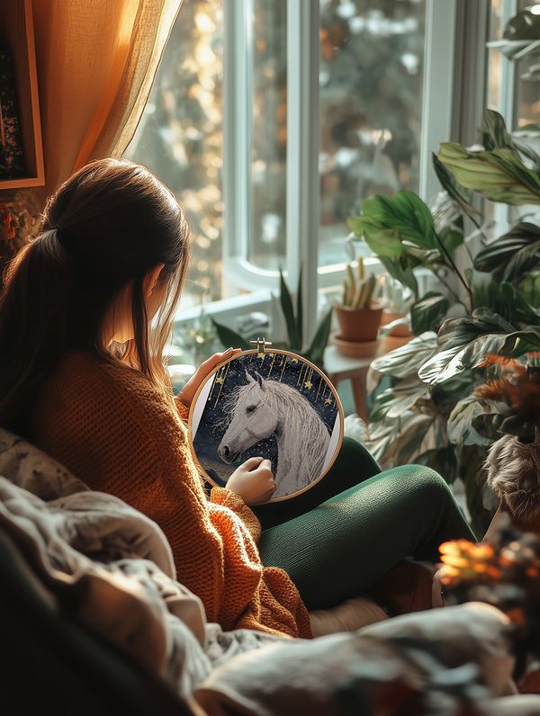 Набор для вышивания нитками Panna J-7537, Под звездным небом, 21х30 см