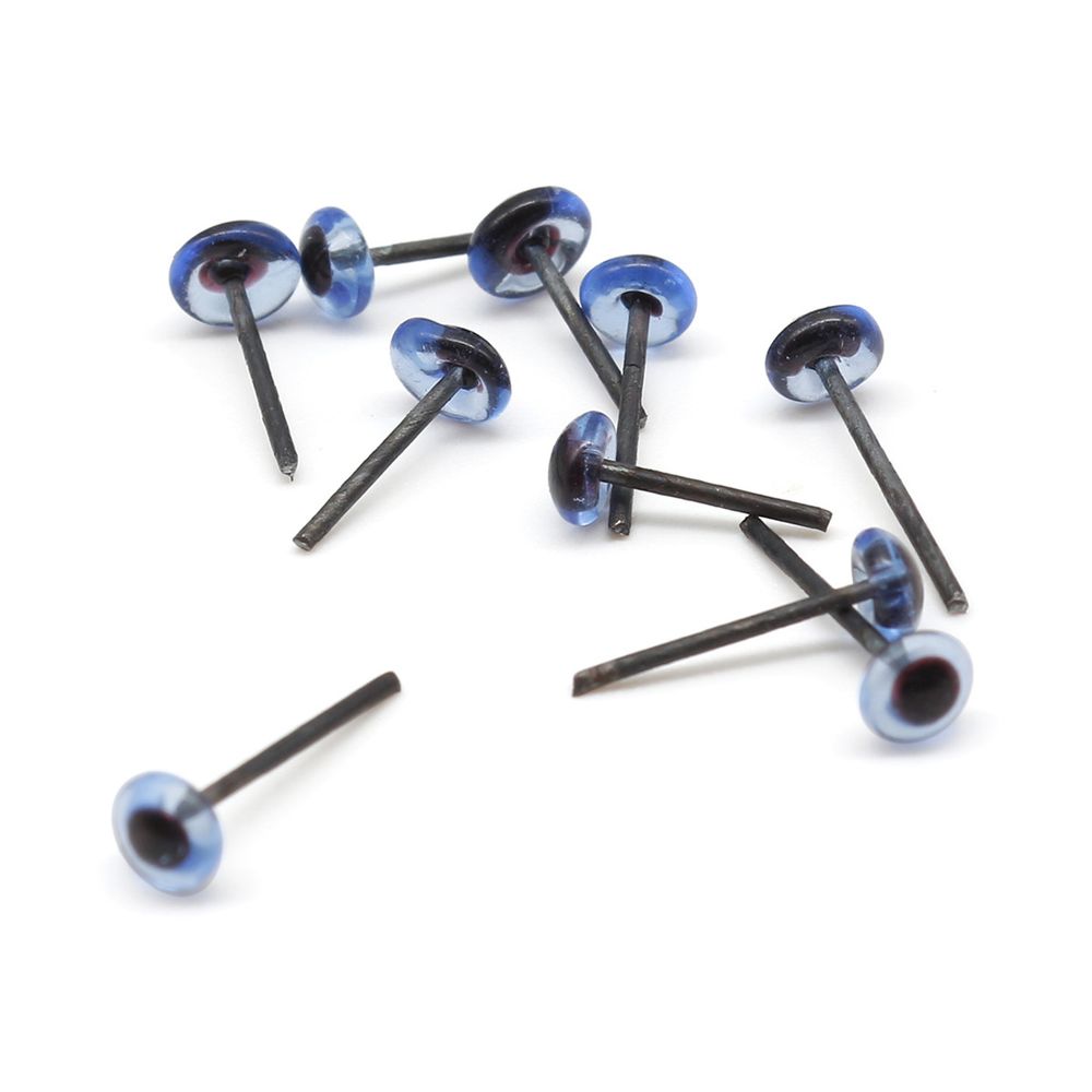 Глаза для кукол и игрушек 3мм на метал. ножке, 10 шт, цв.голубой