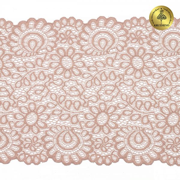 Кружево бельевое эластичное 205 мм / 25 м, YSTL00839, цв.168 серебристый пион, Kruzhevo