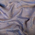 Ткань подкладочная (таффета) с рисунком 96 г/м², 100х145 см, 045 голубой с золотыми цветами, Gamma JTR