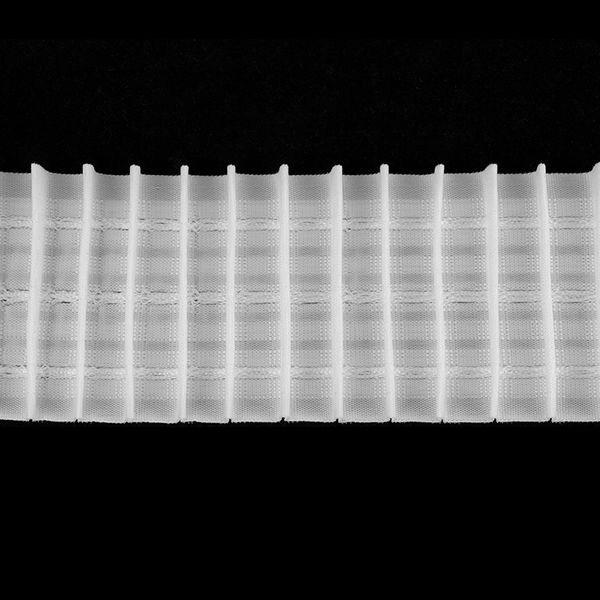 Лента (тесьма) шторная: сборка параллельная (1:2) 80 мм / 100 метров, (7 рядов петель, 3 шнура), белый, 284